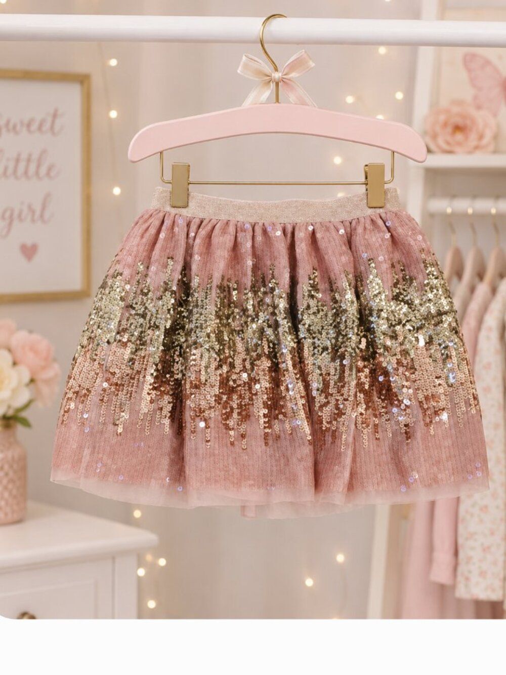Next Bronze Girls Sequin A-Line Party Skirt – Size 5 Years / Height 110cm (NWOT)
